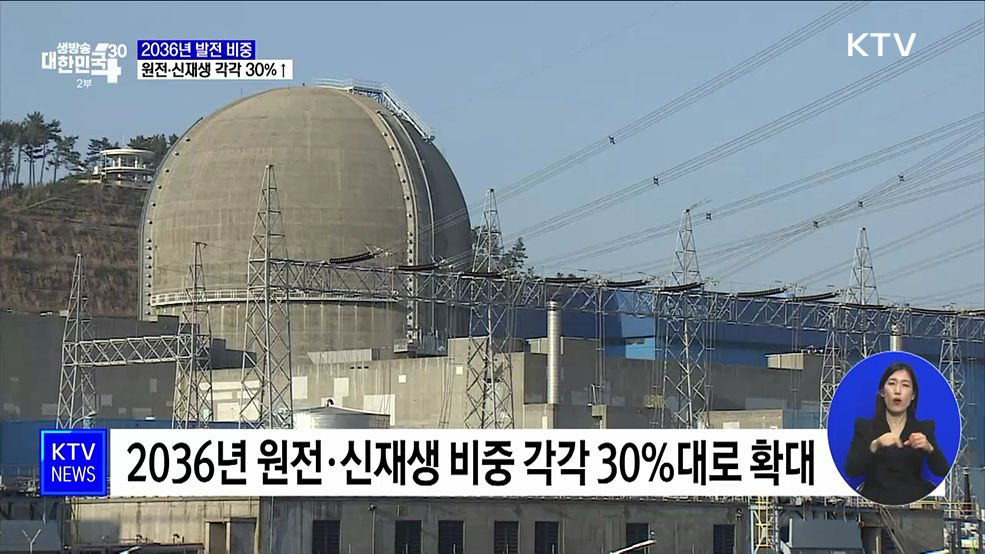 2036년 원전·신재생 비중 각각 30&#37;대로 확대