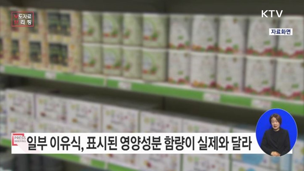 일부 이유식, 표시된 영양성분 함량이 실제와 달라