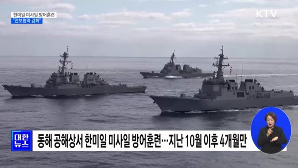 한미일, 동해상서 미사일 방어훈련···"안보협력 강화"