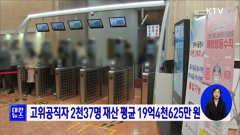 고위공직자 2천37명 재산 평균 19억4천625만 원