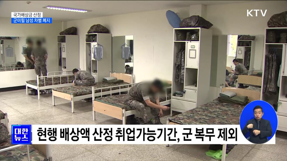 국가배상액 산정, 병역의무대상 남성 차별 폐지