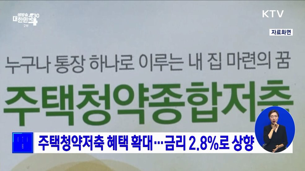 주택청약저축 혜택 확대···금리 2.8&#37;로 상향