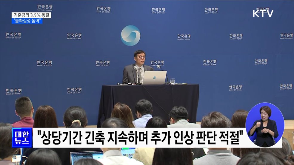 한은, 기준금리 3.5&#37; 유지···&#34;불확실성 높아져&#34;