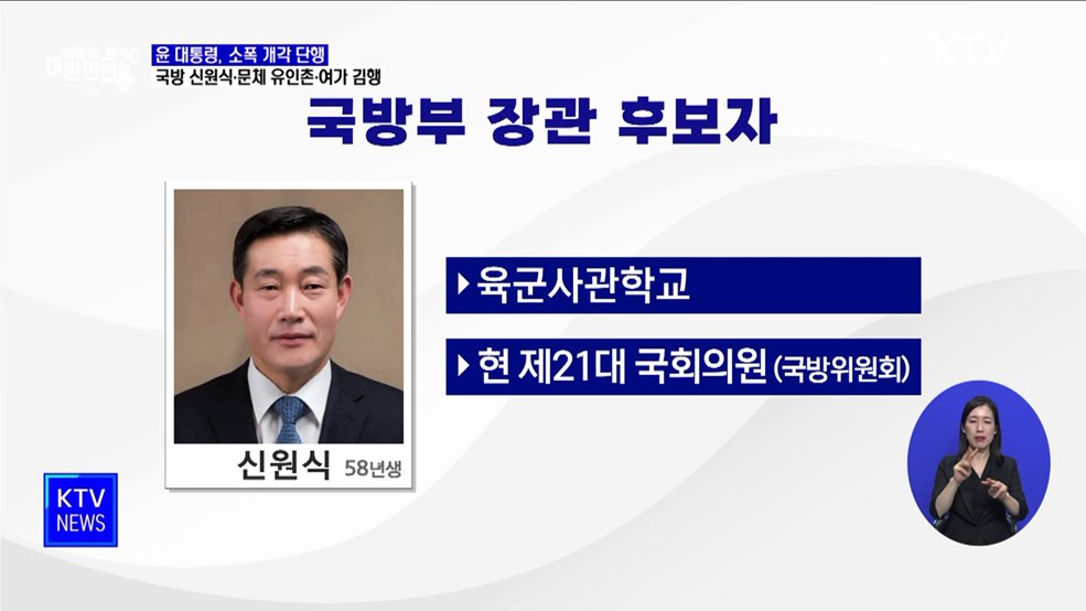 국방 신원식·문체 유인촌·여가 김행 지명