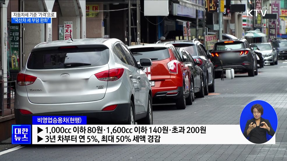 자동차세 기준 &#39;가격&#39;으로 바꾼다···&#34;국산차 세부담 완화&#34;