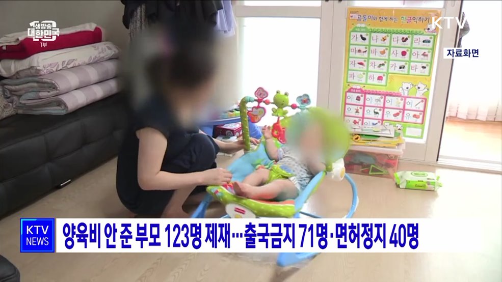 양육비 안 준 부모 123명 제재···출국금지 71명·면허정지 40명