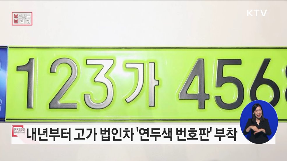 법인 업무용 승용차 전용 &#39;연두색 번호판&#39; 도입