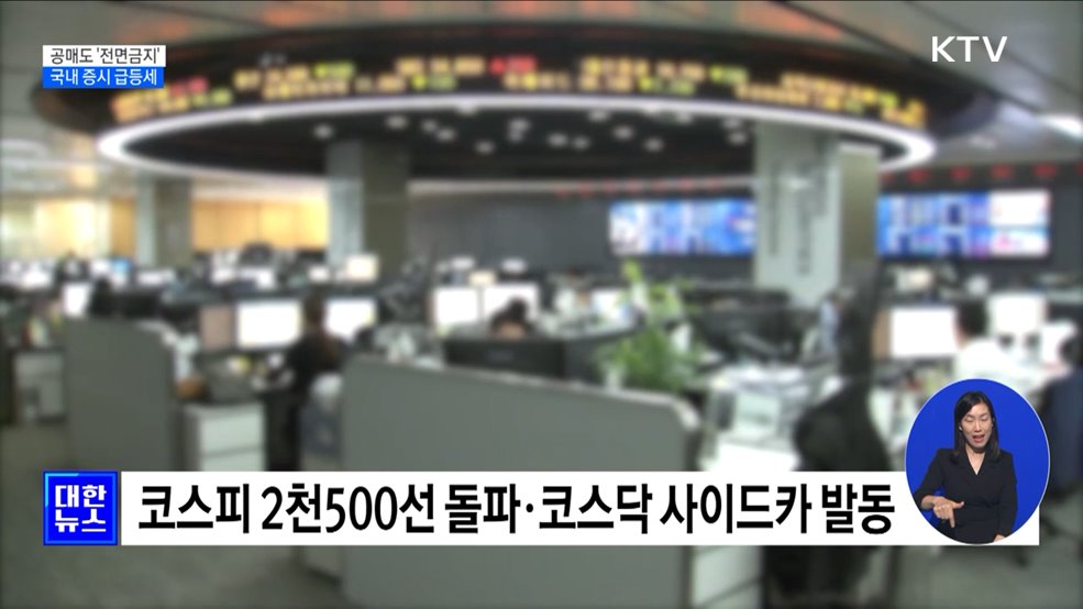 공매도 &#39;전면금지&#39;···국내 증시 급등 &#39;코스닥 사이드카&#39; 발동