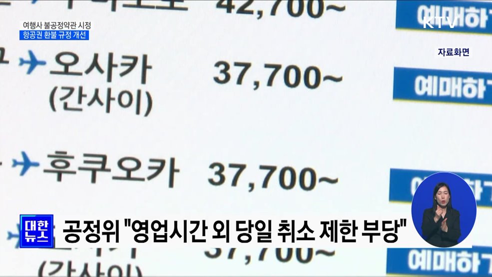 여행사 불공정 약관 적발···항공권 환불 규정 시정