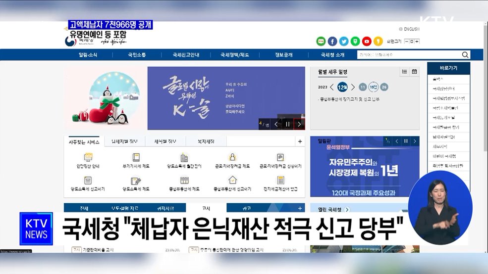 고액체납자 7천966명 공개···유명연예인 등 포함