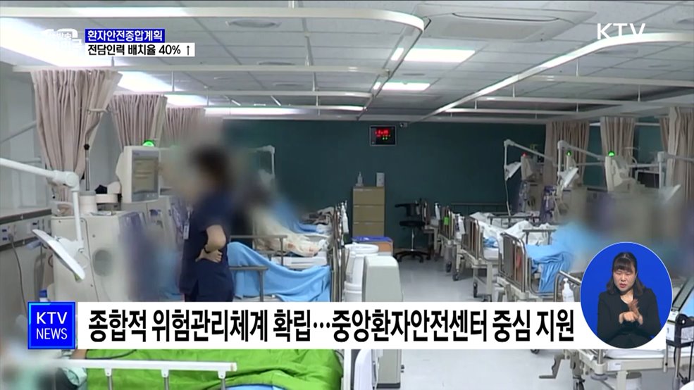 환자안전종합계획···전담인력 배치율 40&#37; 이상 달성