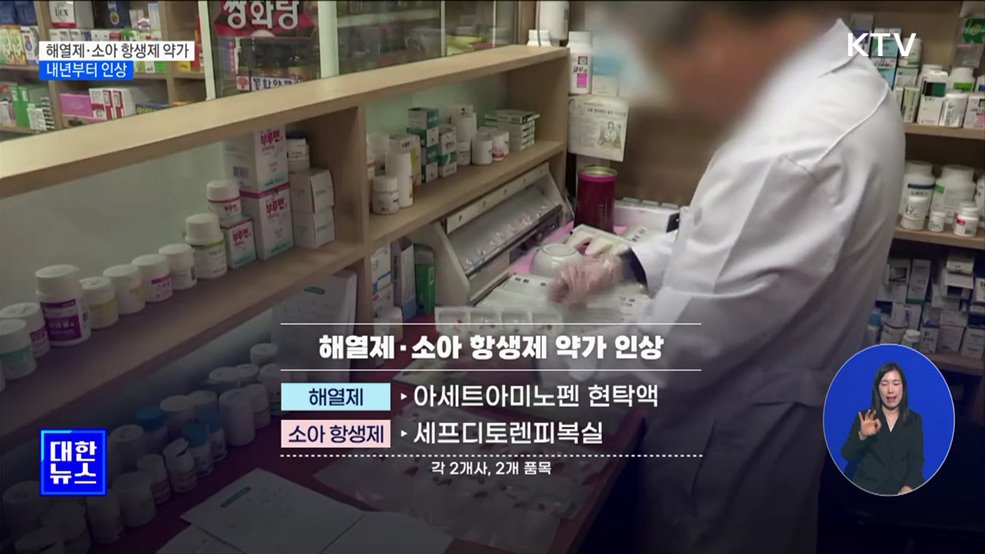 &#39;공급 부족&#39; 해열제·소아 항생제 약가 내년부터 인상
