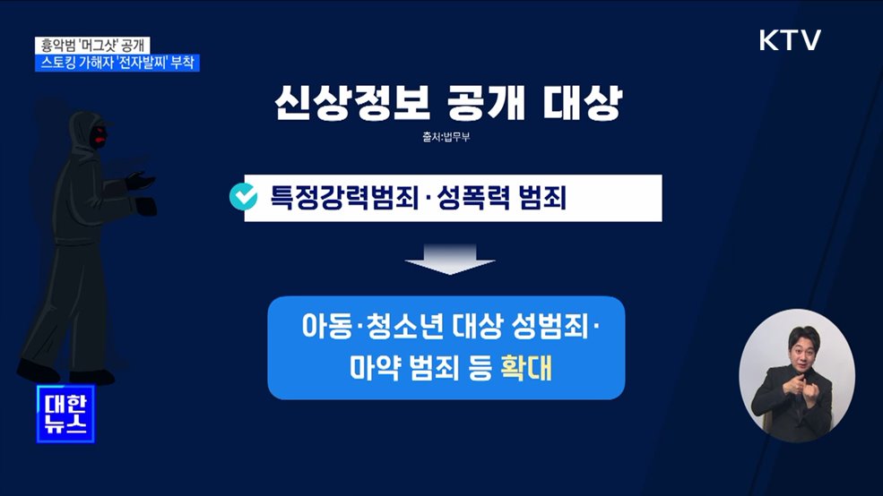흉악범 &#39;머그샷&#39; 공개···스토킹 가해자 &#39;전자발찌&#39; 부착