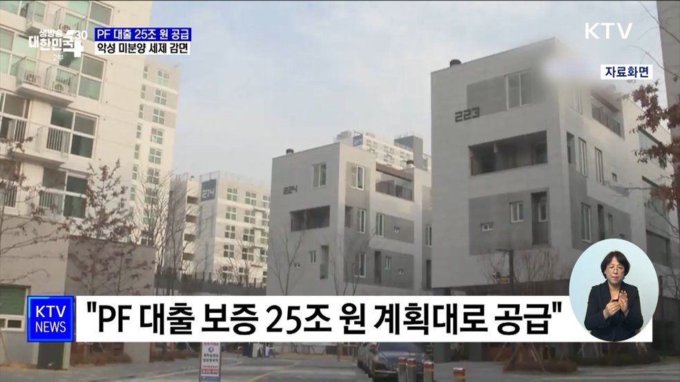 PF대출 보증 25조 원 공급···악성 미분양 세제 감면