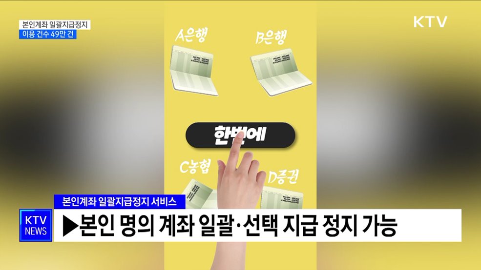 본인계좌 일괄지급정지 출시 1년···이용 건수 49만 건