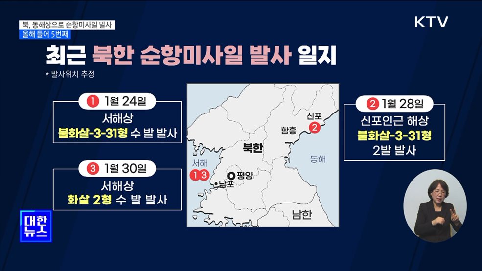 북, 동해상으로 순항미사일 발사···올해 5번째