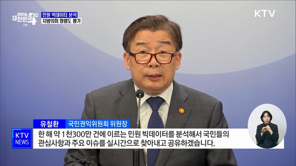 권익위, 민원 빅데이터 분석···지방의회 청렴도 평가