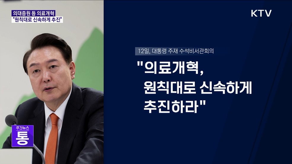 윤 대통령 "의료개혁 원칙대로 신속하게 추진"