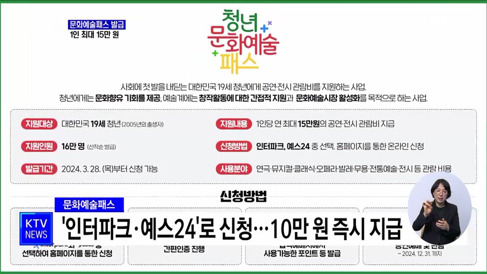 &#39;문화예술패스&#39; 발급···19세 1인당 최대 15만 원