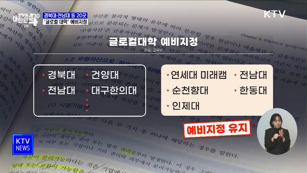 경북대·전남대 등 20곳 &#39;글로컬 대학&#39; 예비지정