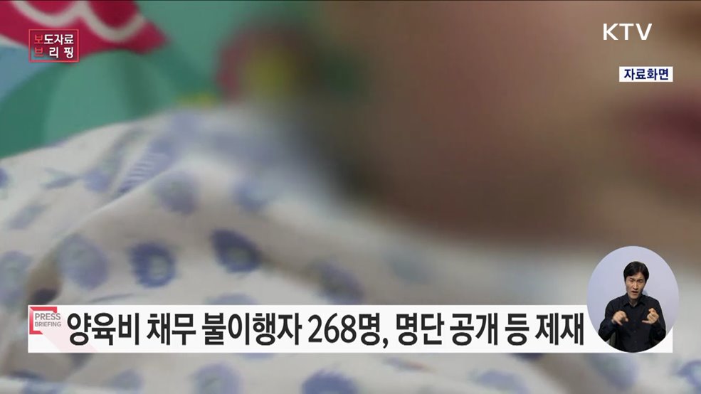 양육비 안주고 버틴 268명 명단공개 등 제재 조치