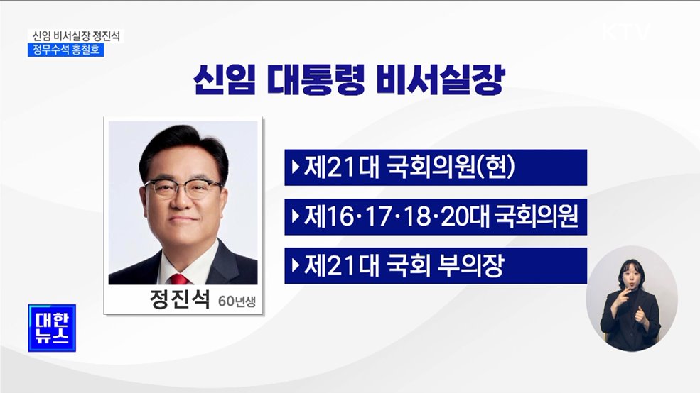 신임 비서실장 정진석·정무수석 홍철호