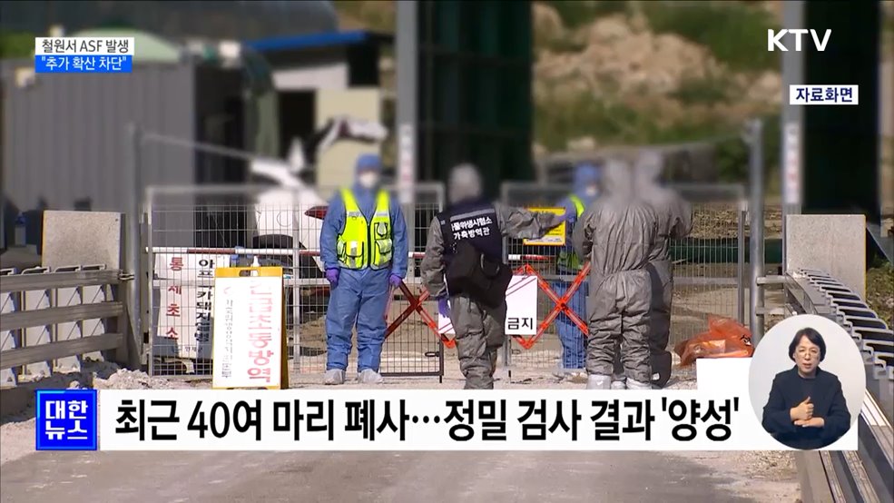 4개월 만에 철원서 ASF 발생···&#34;추가 확산 차단&#34;