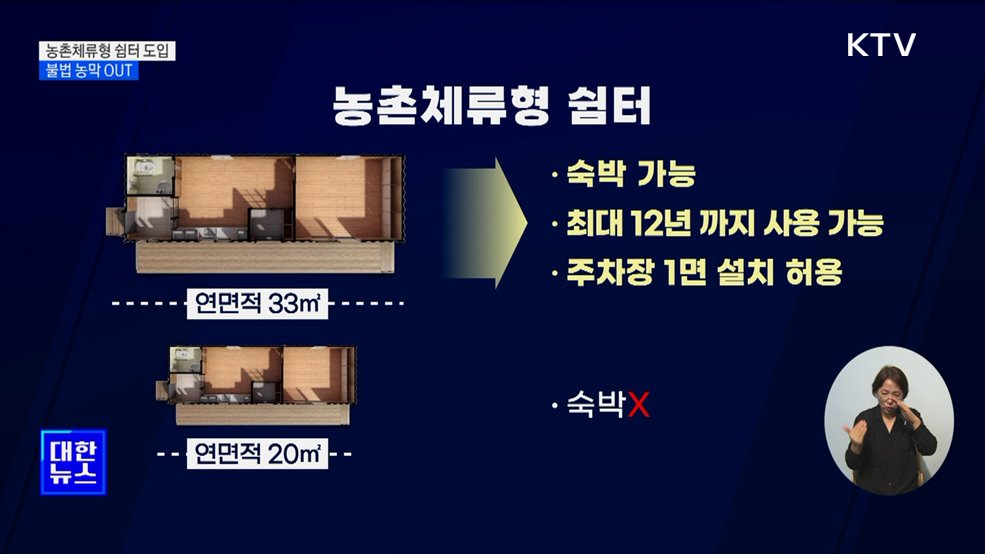 농지 숙박용 &#39;농촌체류형 쉼터&#39; 도입···불법 농막 OUT