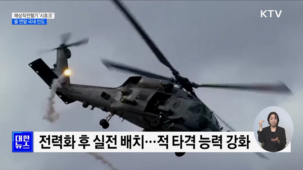 해상작전헬기 &#39;시호크&#39; 올 연말 국내 도입···전력 강화