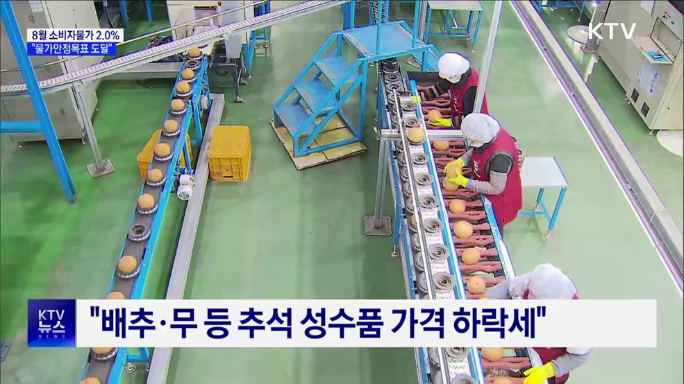 8월 소비자물가 2.0&#37;로 둔화···&#34;물가안정목표 도달&#34;