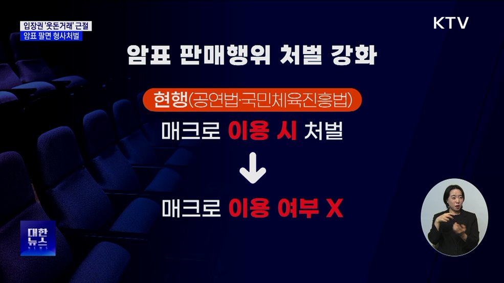 공연·경기 입장권 &#39;웃돈거래&#39; 근절···암표 팔면 형사처벌
