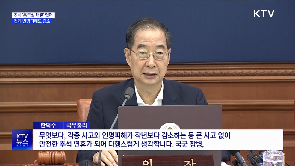 추석 연휴 &#39;응급실 대란&#39; 없어···전체 인명피해도 감소