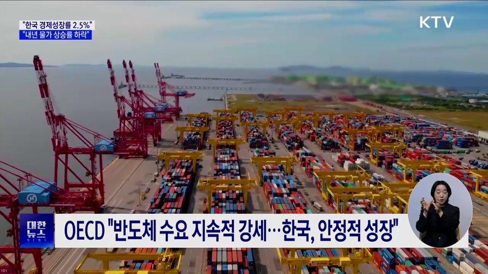 OECD &#34;올해 한국 경제성장률 2.5&#37;···내년 물가 상승률 하락&#34;