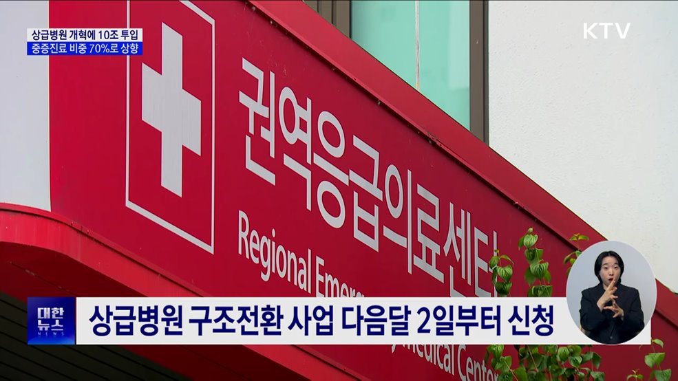 상급병원 개혁에 10조 원 투입···중증진료 비중 70&#37;로 상향