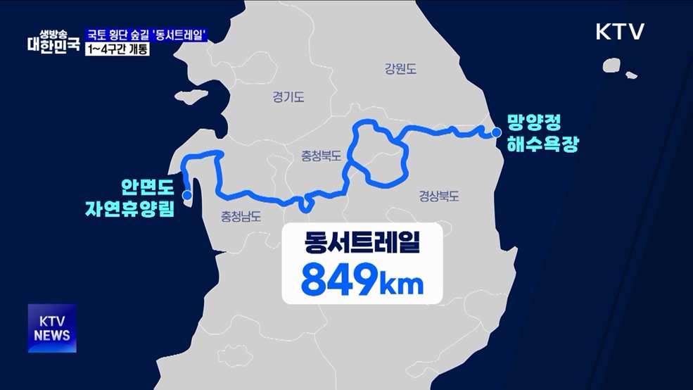 국토 횡단 도보여행길 &#39;동서트레일&#39;···1~4구간 개통