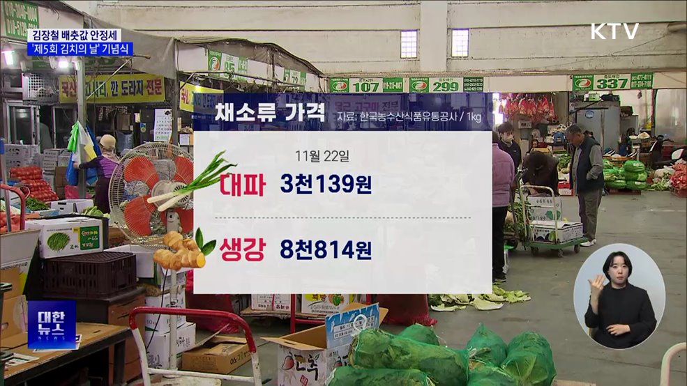 &#39;제5회 김치의 날&#39; 기념식···가을배추 출하에 배춧값 안정세