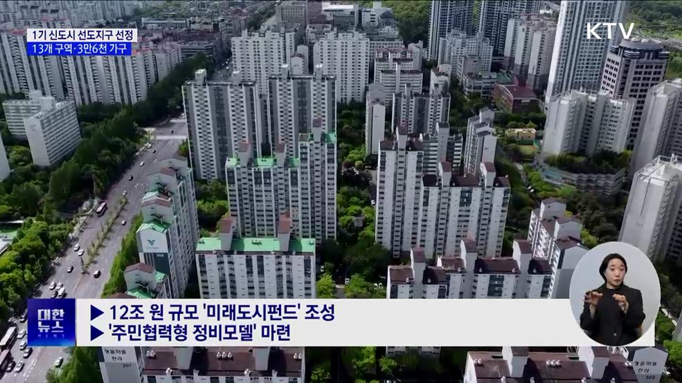 1기 신도시 선도지구 13곳 선정···3만6천 가구