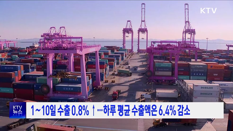 1~10일 수출 0.8%↑···하루 평균 수출액은 6.4% 감소