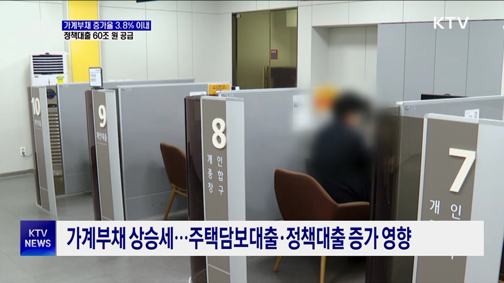 올해 가계부채 증가율 3.8&#37; 이내···정책대출 60조 원 공급