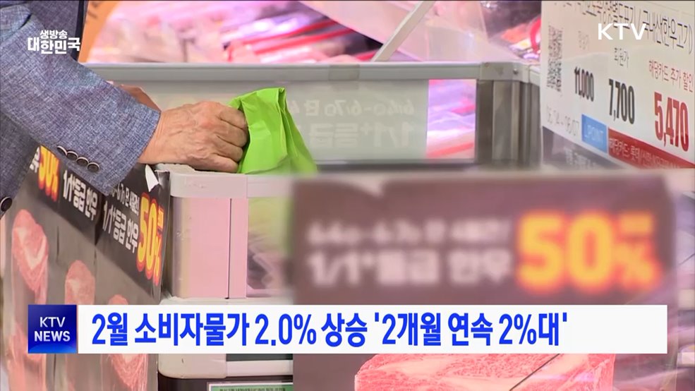 2월 소비자물가 2.0&#37; 상승 &#39;2개월 연속 2&#37;대&#39;