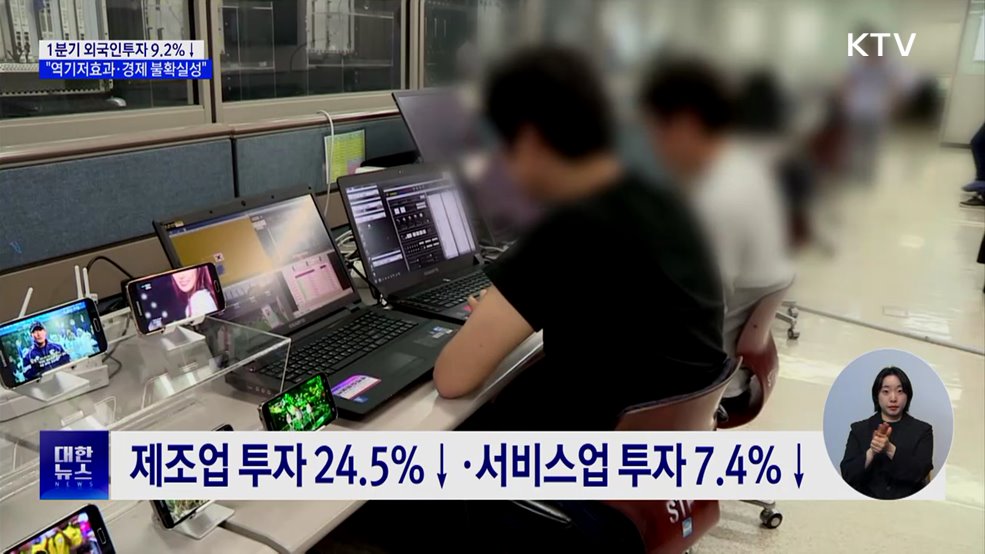 1분기 외국인투자 64억1천만 달러···9.2&#37;↓