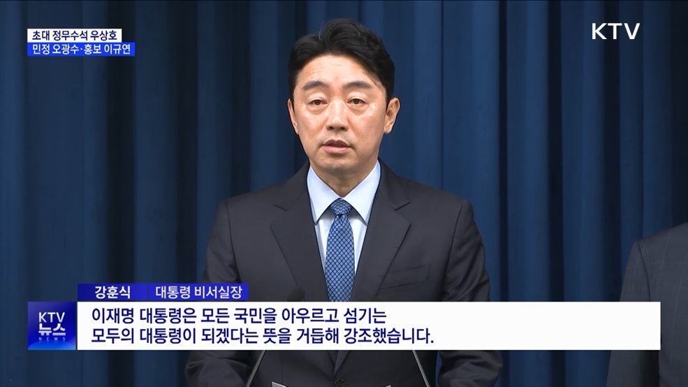 초대 정무수석 우상호···민정 오광수·홍보 이규연