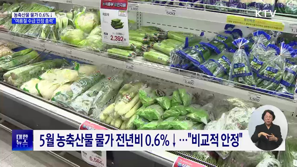 농축산물 소비자물가 0.6&#37;↓···&#34;여름철 수급 안정 총력&#34;