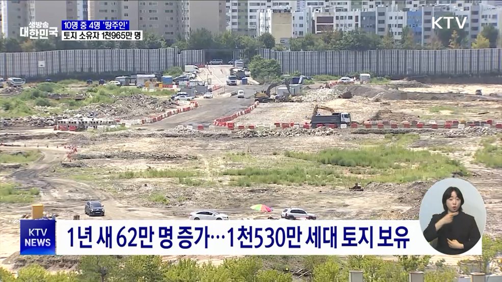 국민 10명 중 4명 &#39;땅주인&#39;···토지 소유자 1천965만 명