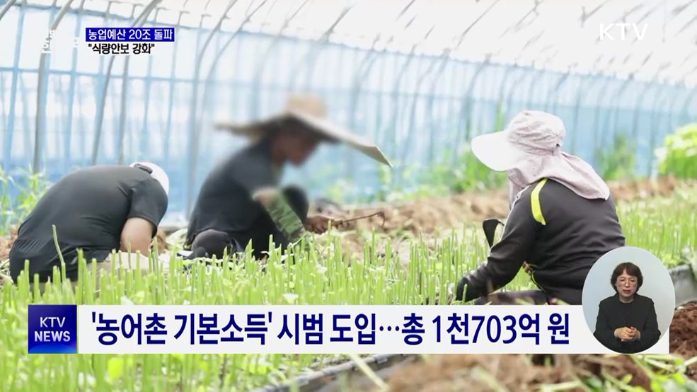내년 농업예산 첫 20조 돌파···"식량안보 강화"