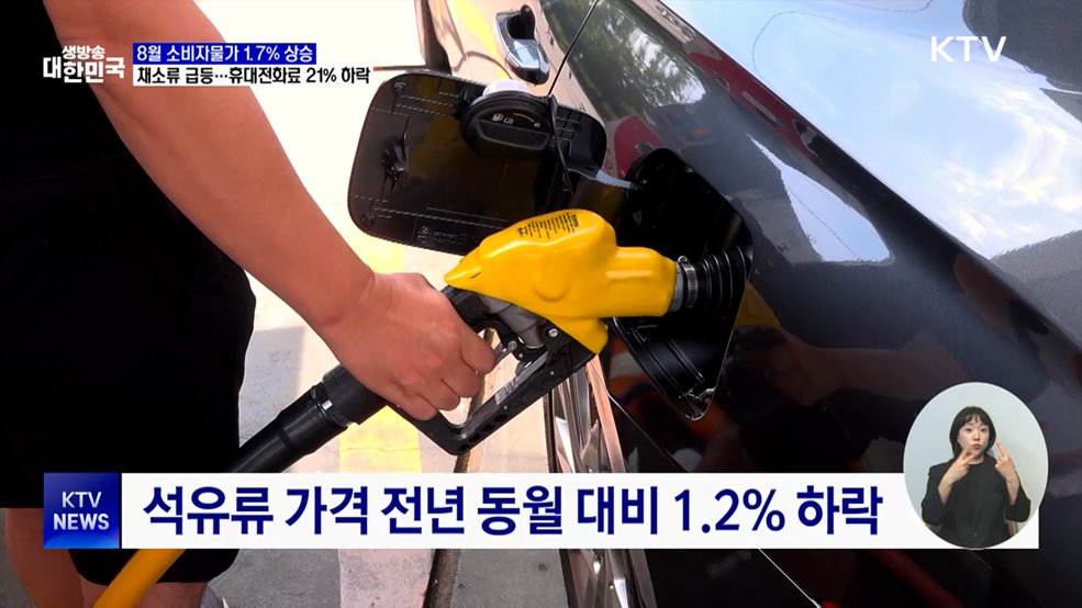 8월 소비자물가 1.7%↑···9개월 만에 최저 증가