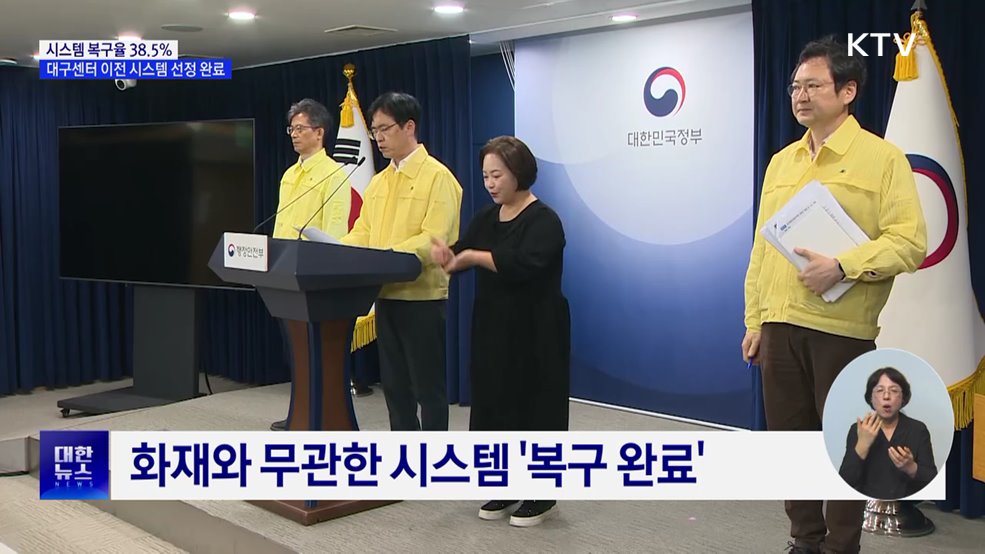 시스템 복구율 38.5&#37;···대구센터 이전 시스템 선정 완료