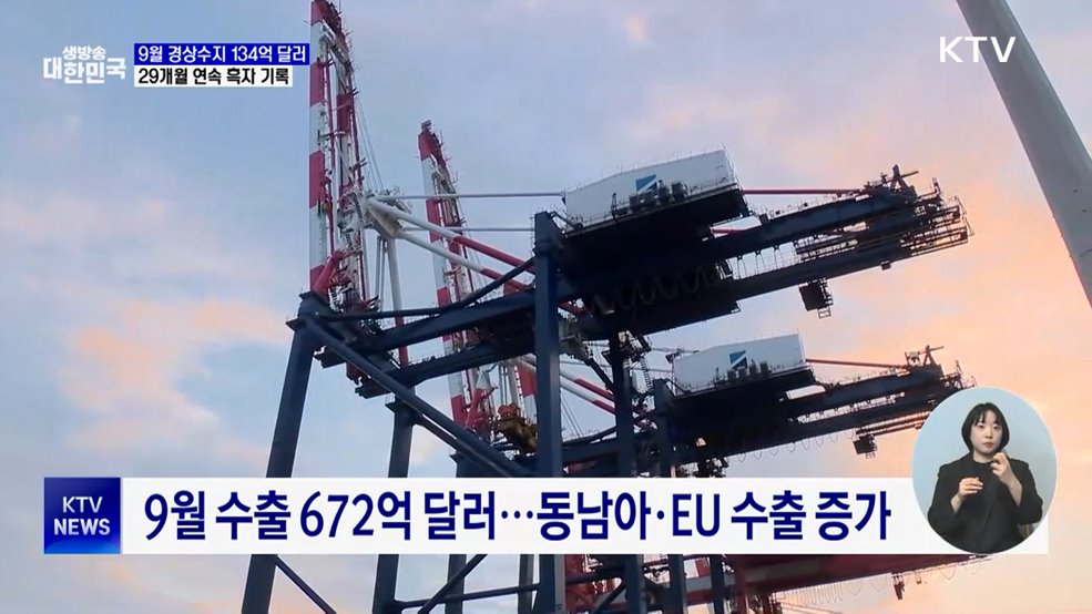 9월 경상수지 134억 달러···29개월 연속 흑자