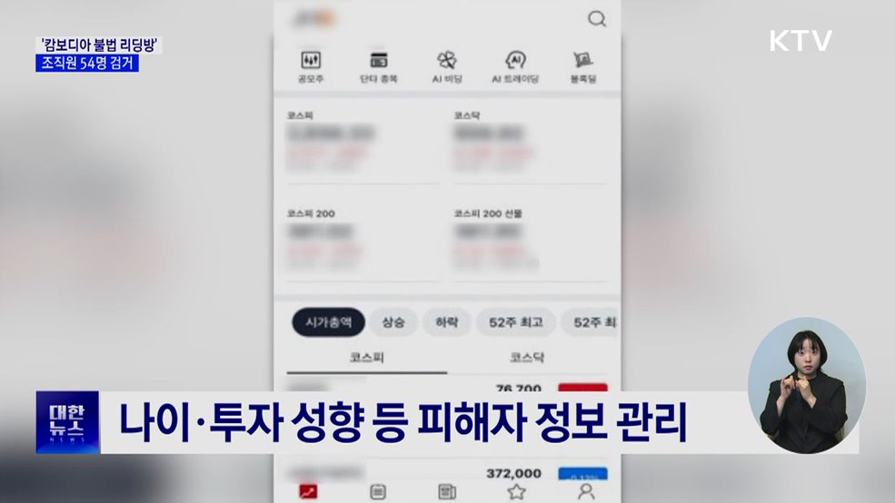 &#39;캄보디아 불법 리딩방&#39; 조직원 54명 검거