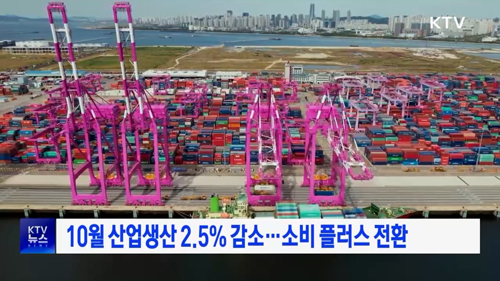 10월 산업생산 2.5% 감소···소비 플러스 전환